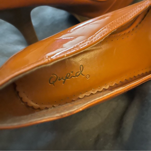 QUPID orange Peep Toe Platform Thick Stilettos Size 9 - Picture 3 of 6